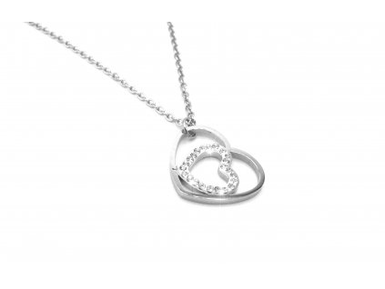 řetízek a přívěsek (náhrdelník) - chirurgická ocel - dvojité srdce