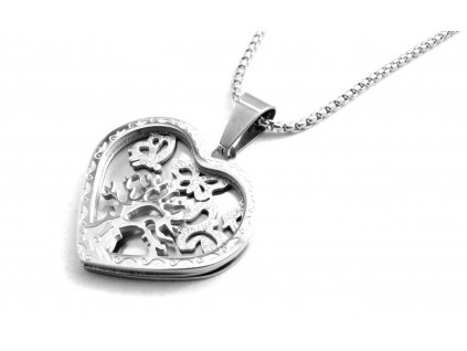 řetízek a přívěsek - chirurgická ocel - srdce a strom života