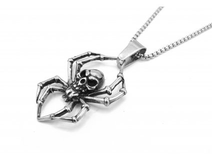 řetízek s přívěskem - pavouk s lebkou - chirurgická ocel - 231050  dárkové balení zdarma