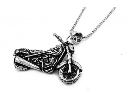 řetízek a přívěsek chirurgická ocel motorka a lebka