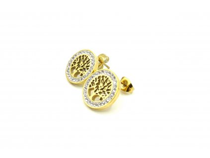 Náušnice STROM ŽIVOTA GOLD Chirurgická ocel NS231146  dárkové balení zdarma