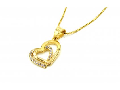 řetízek náhrdelník přívěsek z chirurgické oceli zlatý srdce
