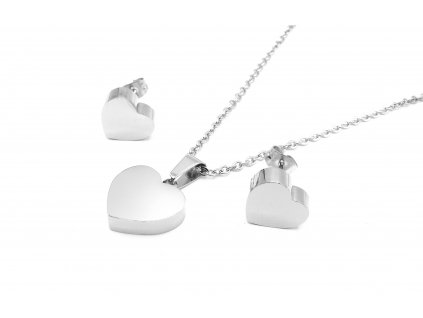souprava sada set náhrdelník náušnice z chirurgické oceli srdce