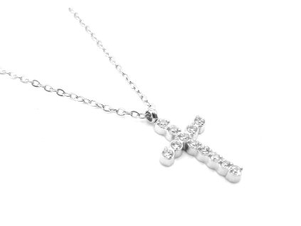 dámský dívčí řetízek náhrdelník křížek s kamínky z chirurgické oceli dámský náhrdelník křížek s kamínky chirurgická ocel