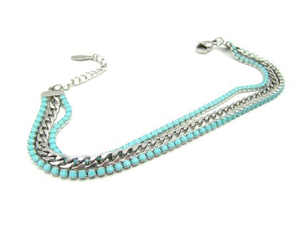 dámský náramek z chirurgické oceli s kamínky tyrkysový náramek chirurgická ocel