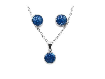 souprava náhrdelník náušnice z chirurgické oceli dámská souprava set modrá z chirurgické oceli
