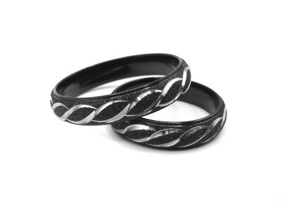 černý snubní prsten z chirurgické oceli černý prsten dámský pánský z chirurgické oceli