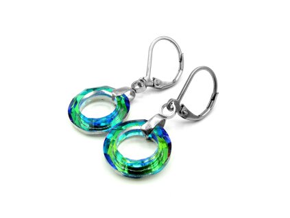 náušnice swarovski srdce z chirurgické oceli swarovski náušnice zelenomodré chirurgická ocel