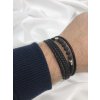 náramek chirurgická ocel a kůže černá