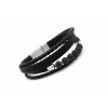 náramek chirurgická ocel a kůže černý