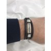 náramek chirurgická ocel a kůže černá
