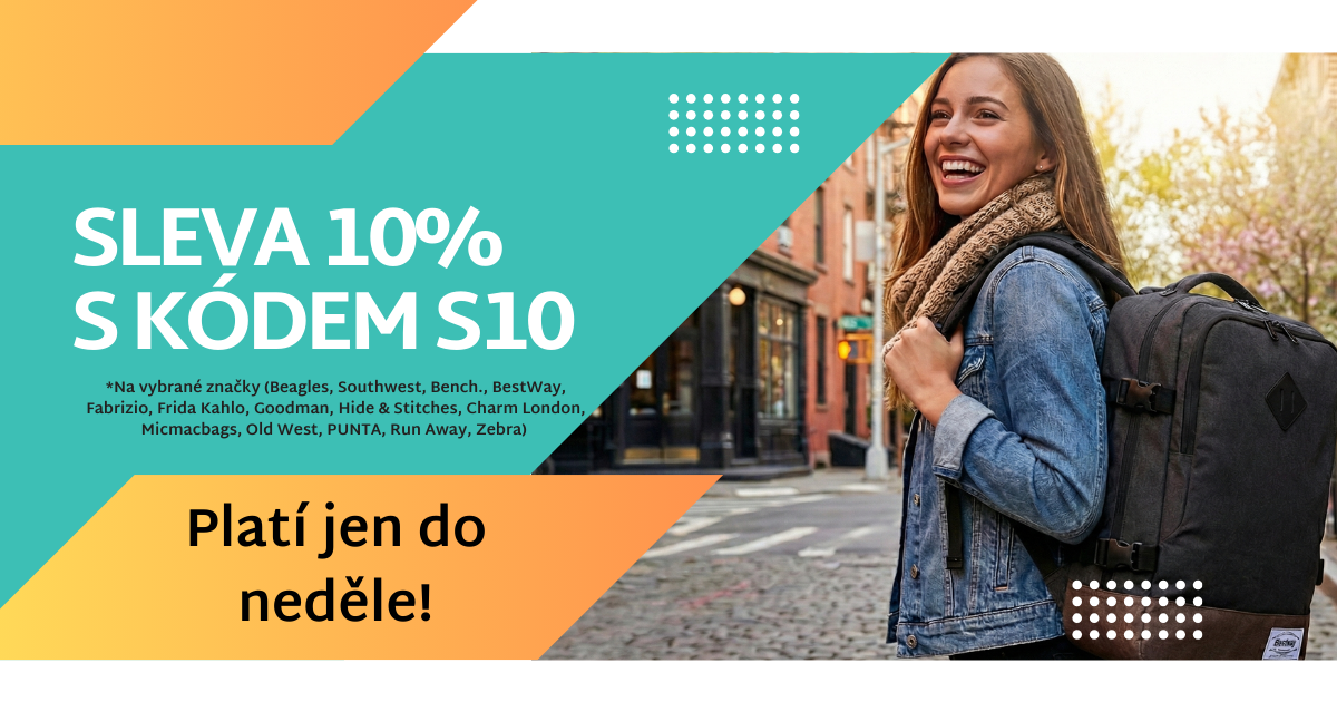 Sleva s 10% s kódem S10 na vybrané značky (Beagles, Southwest, B