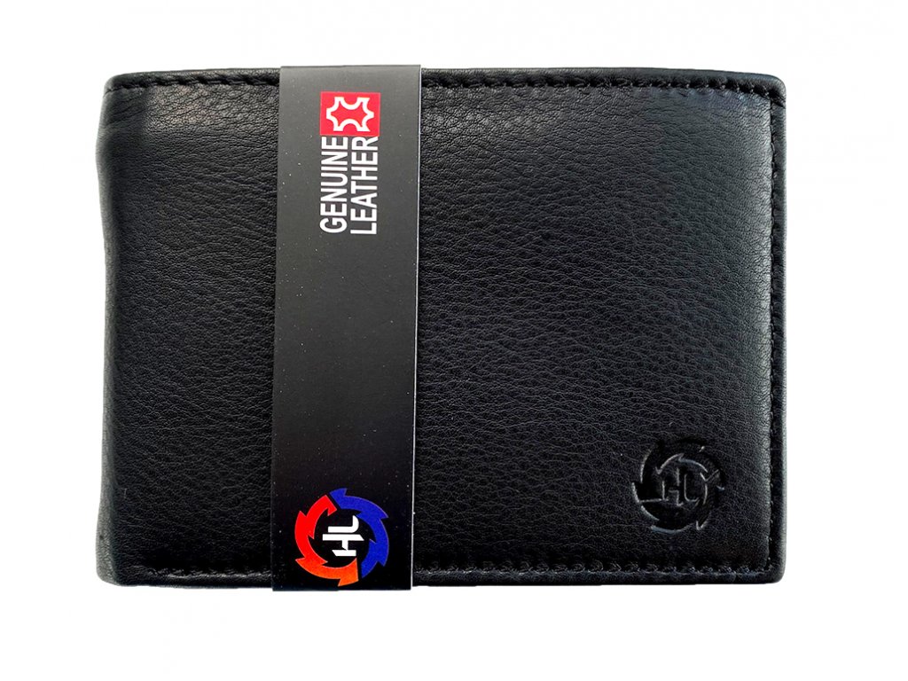Kožená pánská peněženka HL černá bez přezky