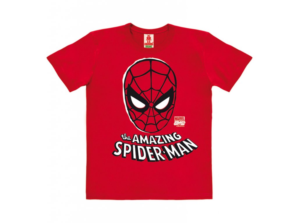 Dětské organické tričko - Marvel - Spider-Man - Mask - červené