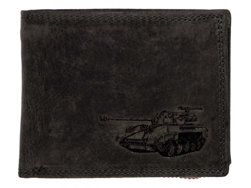 Luxusní kožená peněženka s tankem - černá
