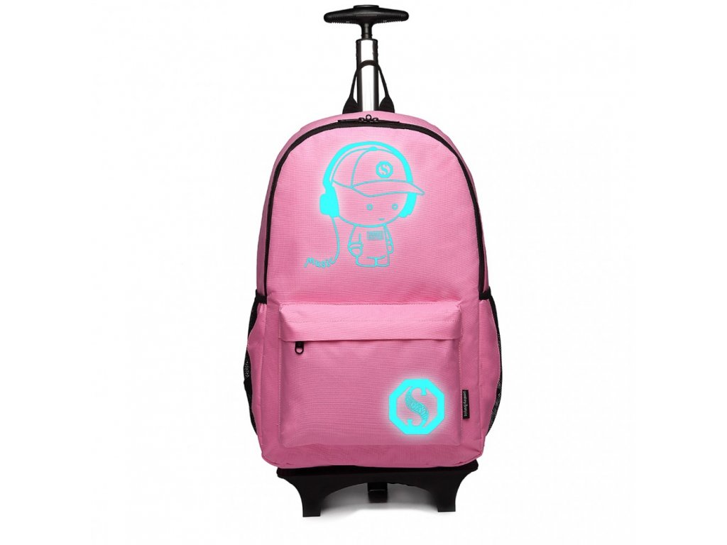 Batoh nebo zavazadlo na kolečkách - Růžový
