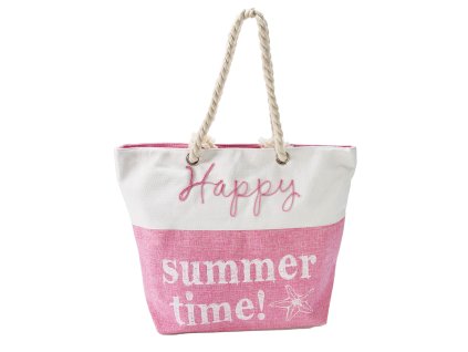 Plážová Taška Happy Summer Time - Růžová