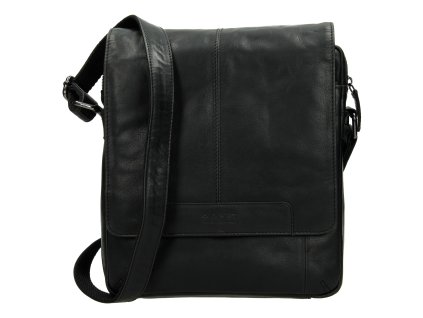 Pánská kožená crossbody taška - černá