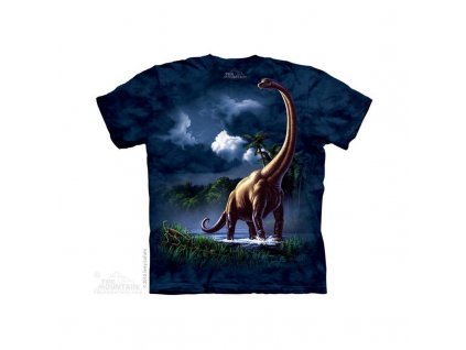 Dětské batikované tričko - Brachiosaurus - modré