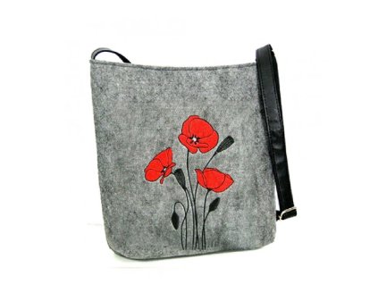 Kabelka Crossbody vlčí máky červené na sv. šedé