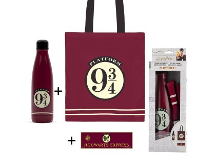 Set 3 produktů Harry Potter Nástupiště 9 3/4 - termoska, magnetka a taška