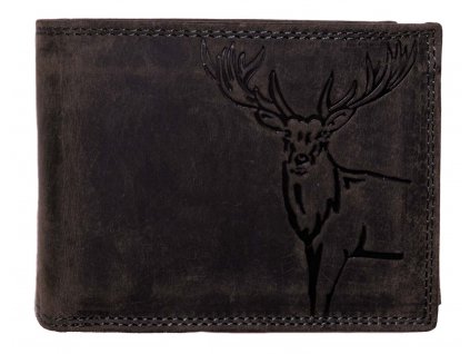 Luxusní kožená peněženka s jelenem - černá