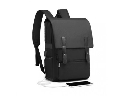 Praktický unisex batoh s USB portem KONO Balance - černý