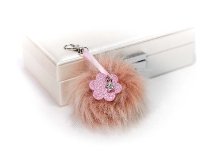 Handmade přívěsek na kabelku pom pom Teddy - růžový
