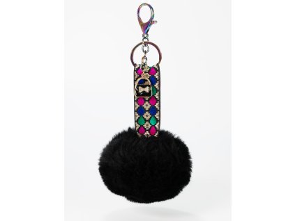 Handmade přívěsek na kabelku pom pom Kroj - černý