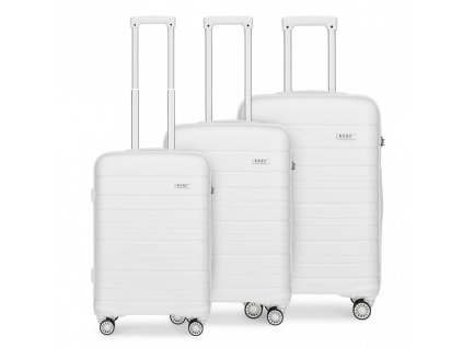Sada tří cestovních kufrů Kono Elegant - bílá 50 L / 77 L / 110 L
