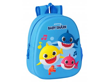 SAFTA předškolní dětský batůžek Baby Shark Pinkfong - 3D potisk - modrý - 8L