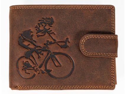 Luxusní pánská peněženka s cyklistou - hnědá