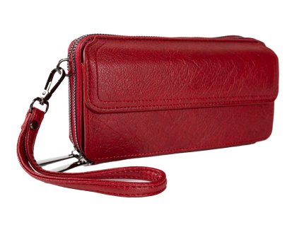 PAOLO BAGS dámská dvoukomorová crossbody taška na mobil a peněženka v jednom - červená