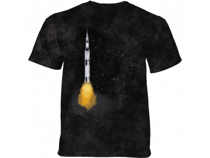 Pánské batikované triko The Mountain - APOLLO SKETCH - vesmír -  černé