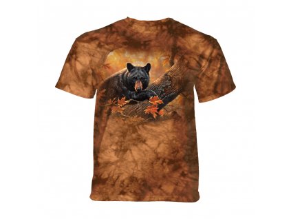 Dětské batikované tričko - HANGING OUT - medvěd - hnědé