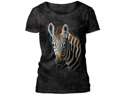 Dámské batikované triko The Mountain - STRIPES - zebra - tmavě šedé