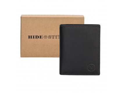 Hide & stitches Japura kožená peněženka v krabičce na výšku - černá