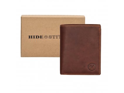 Hide & stitches Japura kožená peněženka v krabičce na výšku - koňaková