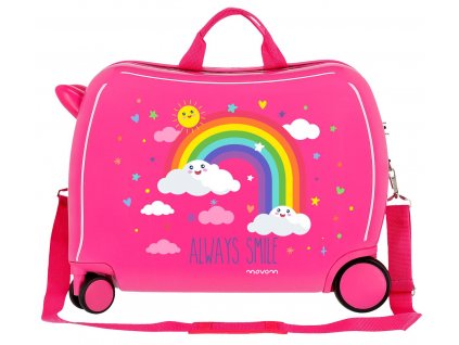 Dětský kufřík na kolečkách - odražedlo - RAINBOW ALWAYS SMILE - 34L
