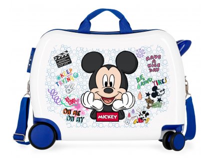 Dětský kufřík na kolečkách - odražedlo - MICKEY BE COOL WHITE - 34L