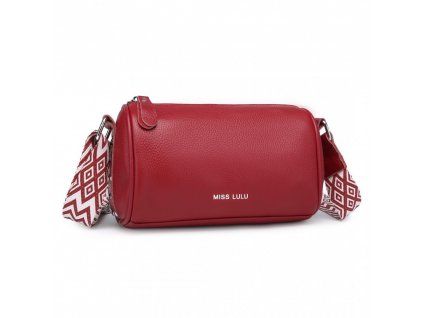 MIss Lulu dámská kožená crossbody kabelka se širokým popruhem LB2309 - červená