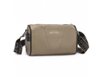 MIss Lulu dámská kožená crossbody kabelka se širokým popruhem L2310 - khaki