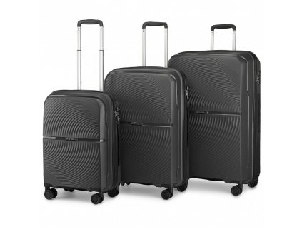 KONO travel set kufrů polypropylén - 40L, 68L, 97L - černý