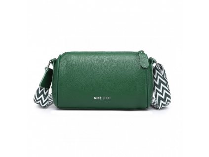 Miss Lulu dámská kožená crossbody kabelka se širokým popruhem L2309 - zelená