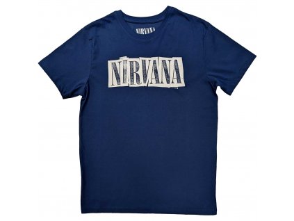 Nirvana Unisex bavlněné tričko : Box Logo - modré