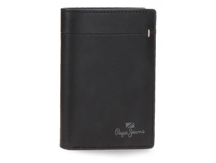 Pepe Jeans MARRÓN vertikální kožená peněženka - černá