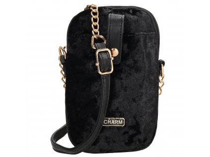 Charm London dámská crossbody sametová kabelka na mobil - černá