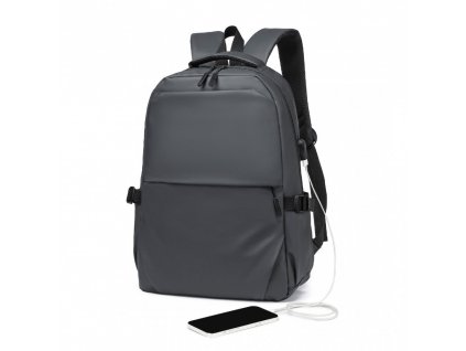 Kono voděodolný PVC potahovaný batoh s USB portem - šedý - 20L