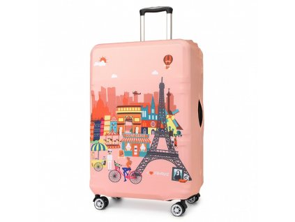 Elastický obal na kufr France L - růžový