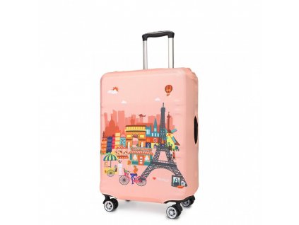 Elastický obal na kufr France M - růžový